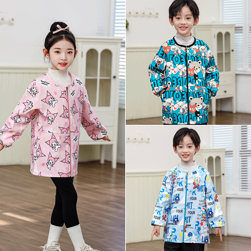 圆领款儿童罩衣防水防水外穿洋气