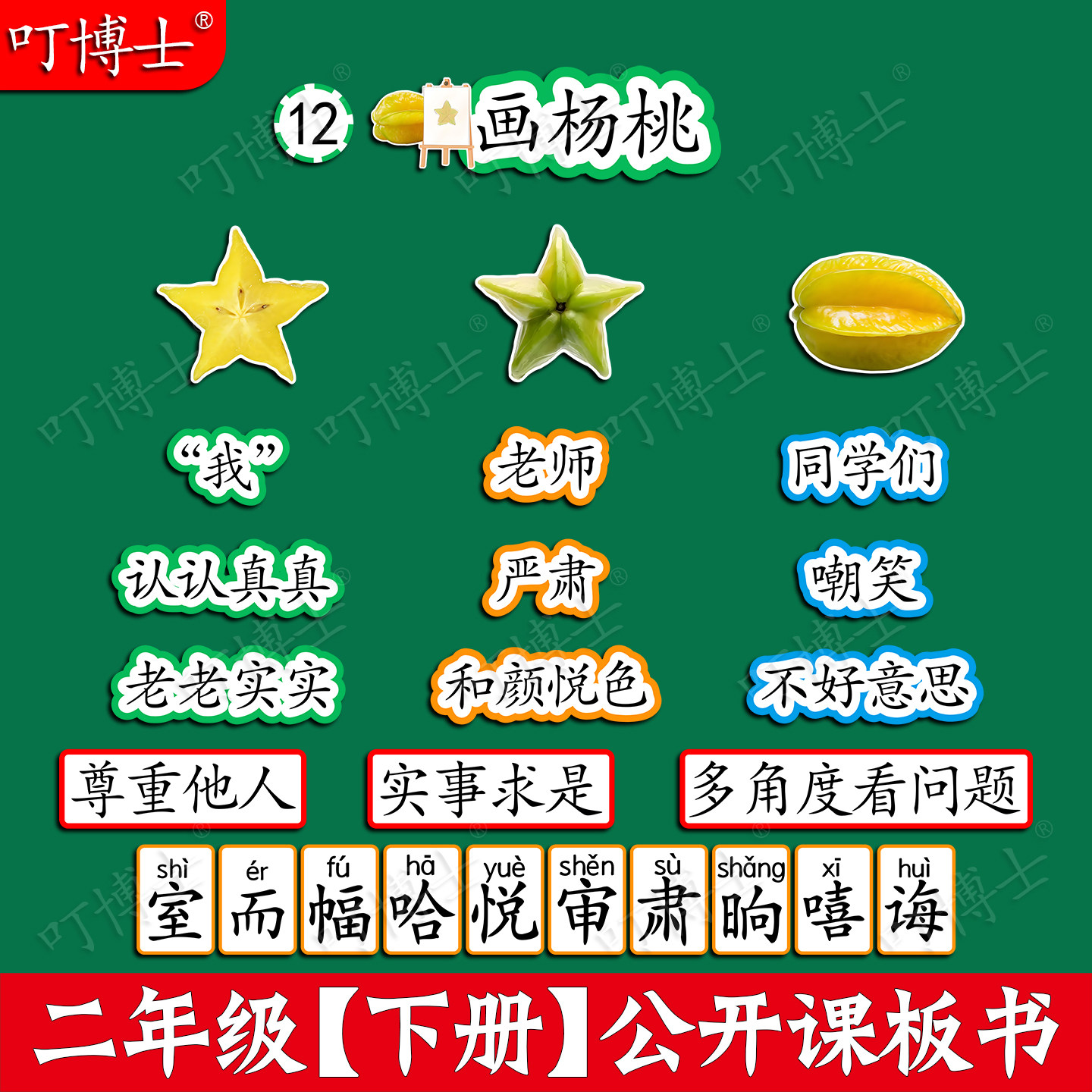 画杨桃公开课板书贴塑封板贴设计