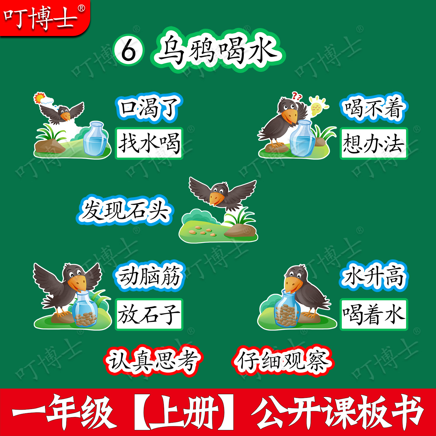 一年级乌鸦喝水优质公开课板书贴