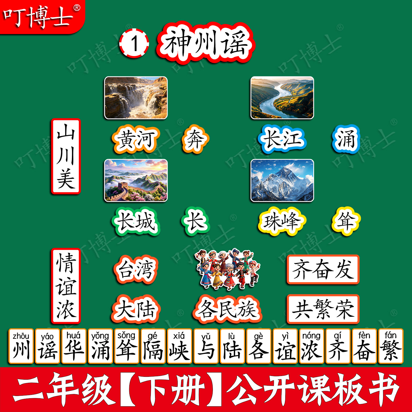 神州谣公开课板书贴塑封板贴设计