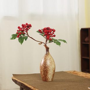 饰品 复古侘寂风干花瓶陶瓷摆件客厅玄关插花电视柜博古架家居装
