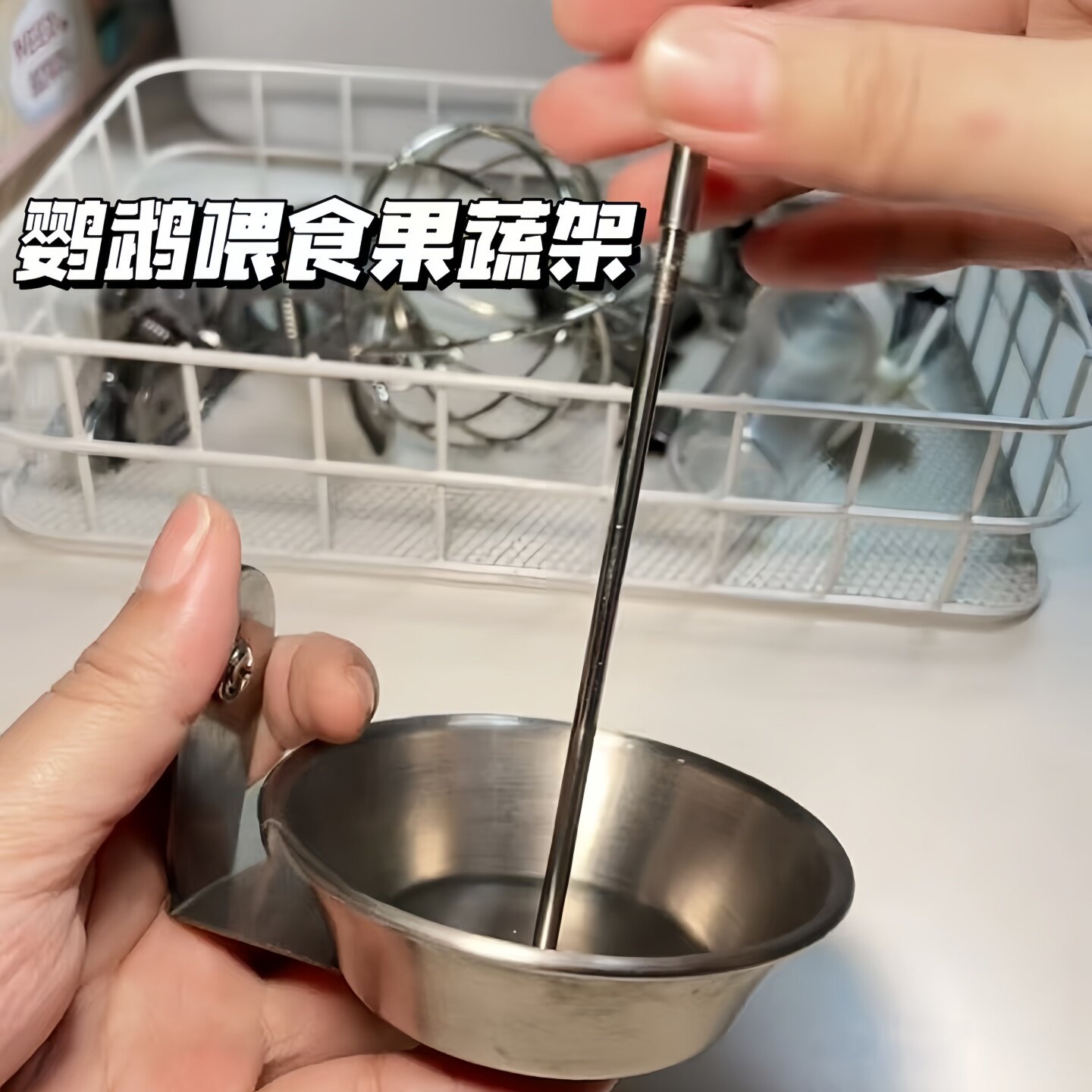 鹦鹉喂食果蔬架不锈钢鸟用喂食器防撒防溅虎皮玄凤果蔬叉鹦鹉用品