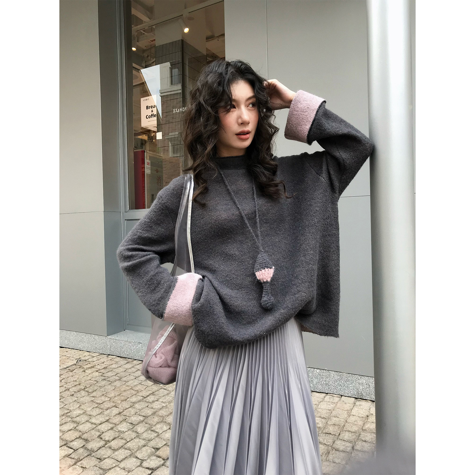 NEIHE内赫撞色半高领宽松