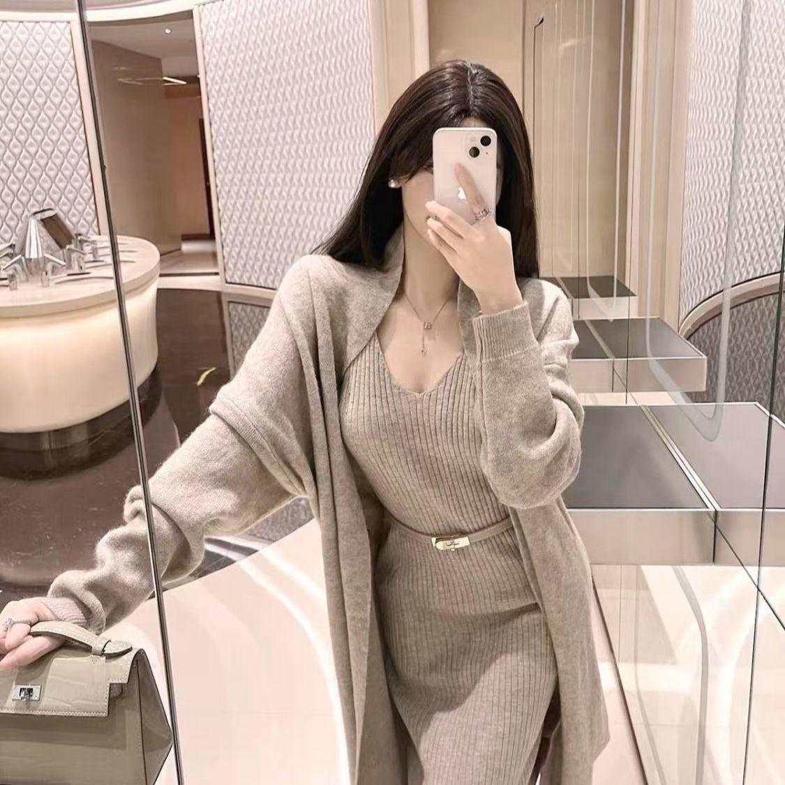 慵懒迷人针织两件套秋冬