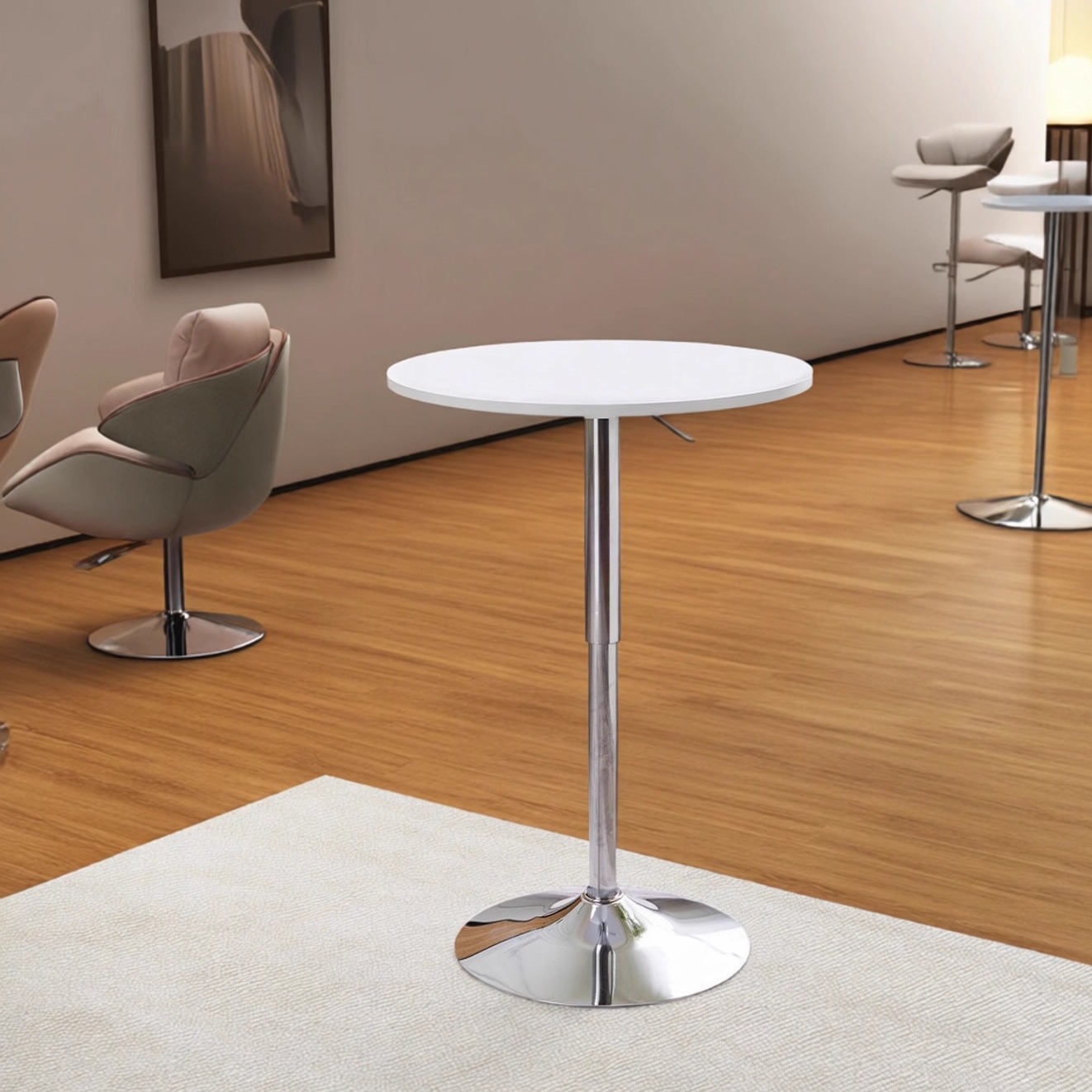 家用吧台桌小圆桌圆形升降展会桌鸡尾酒桌子高脚酒吧洽谈吧椅组合