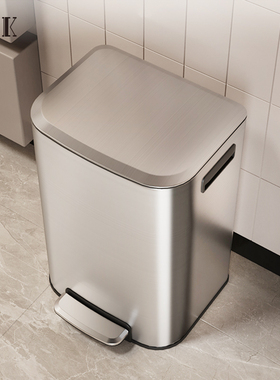 KUK厨房不锈钢垃圾桶家用大容量高颜值客厅脚踩带盖大号轻奢高档