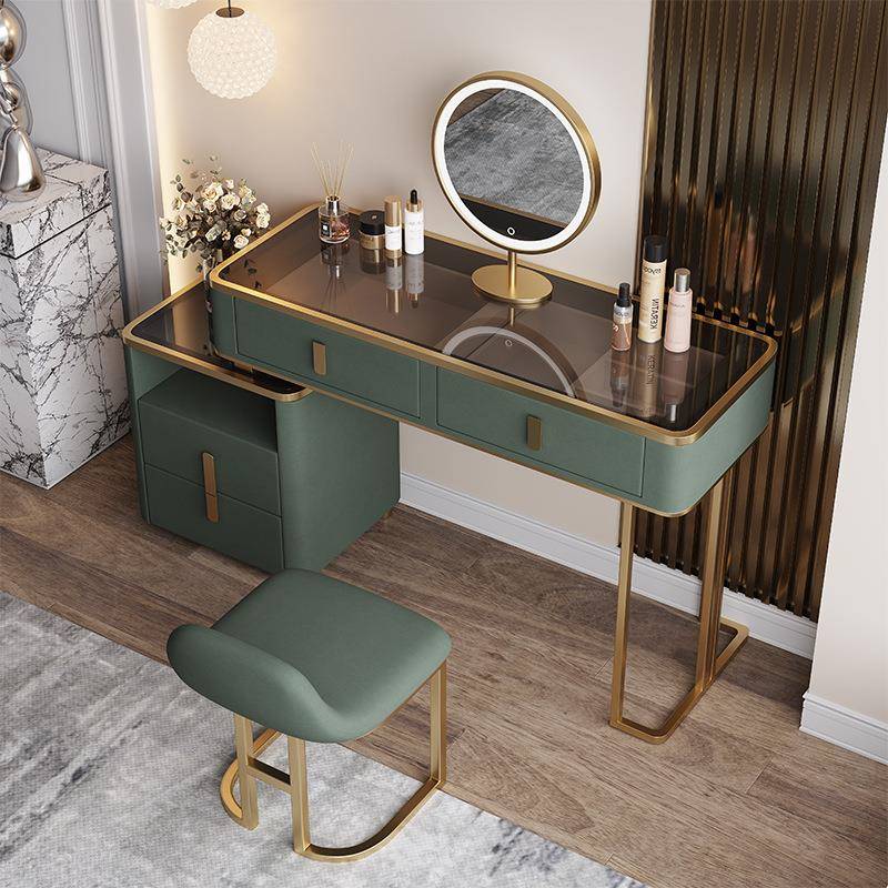 轻奢高级梳妆台收纳柜床头柜一体卧室现代简约网红新款实木化妆桌