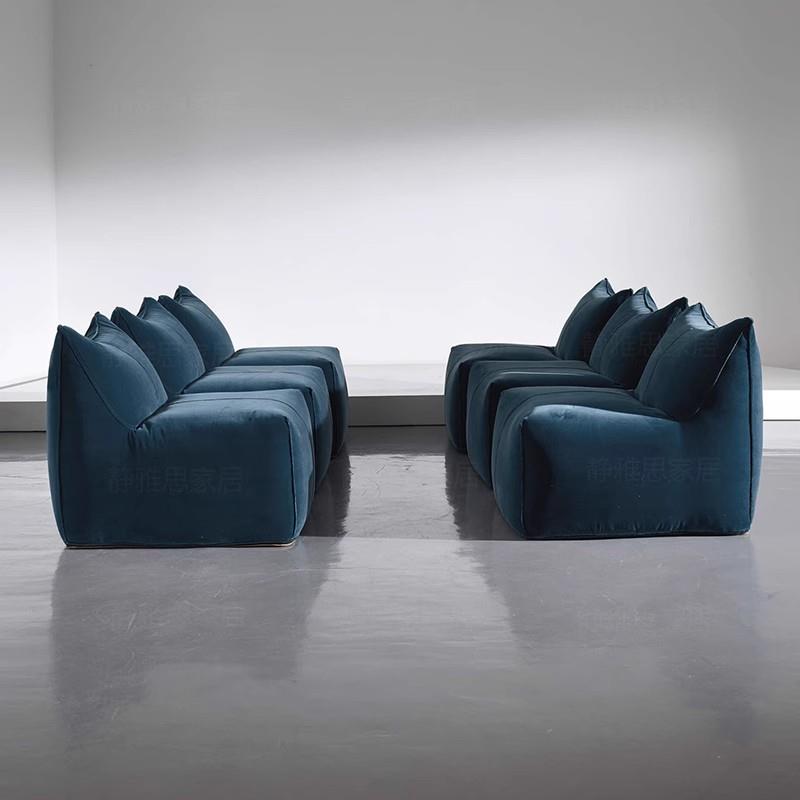 北欧轻奢简约仿羊羔毛单人沙发懒人躺椅无扶手网红客厅创意休闲