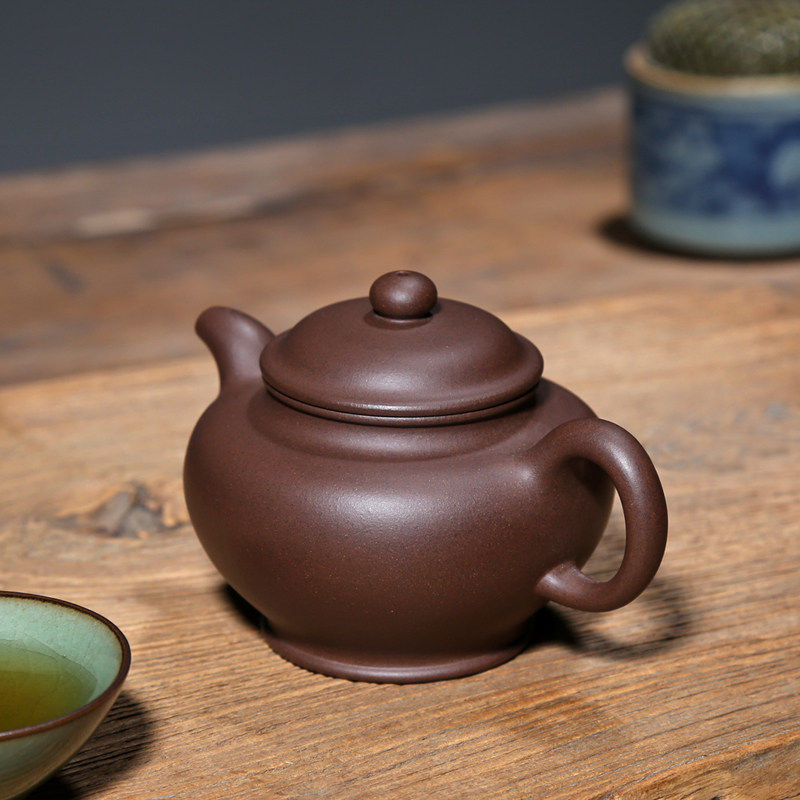 宜兴紫砂壶泡茶壶吴海良原矿黑墩头紫泥250CC纯全手工壶掇只壶