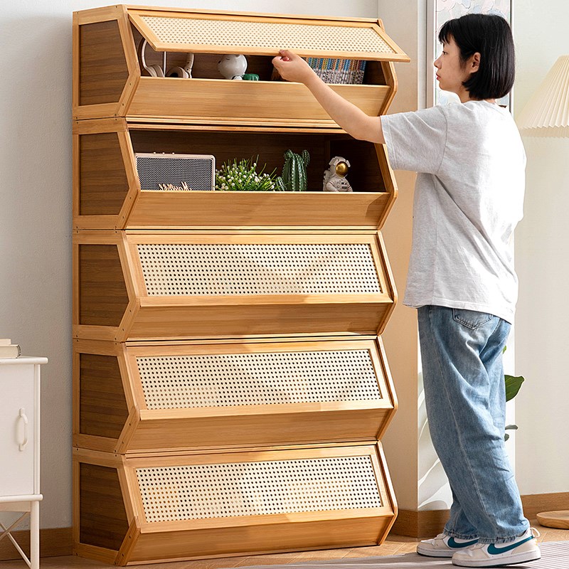 书架落地置物架书柜子家用儿童客厅实木简易展示柜卧室靠墙杂物柜