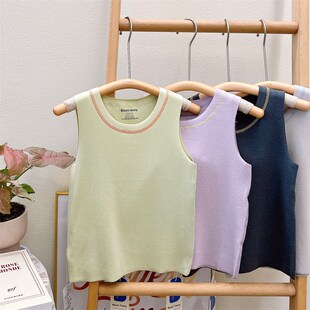 小黑托昵尼2024秋冬新款无痕德绒发热儿童保暖背心兔绒蚕丝打底衫