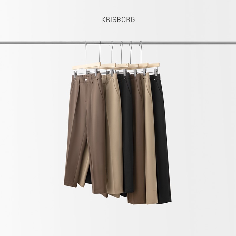 夏季新款休闲西裤男士松紧腰商务锥形九分裤薄款垂感直筒西装裤子