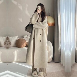 呢子大衣女高级感2023秋冬170高个子超长羽绒毛呢外套加长到脚踝