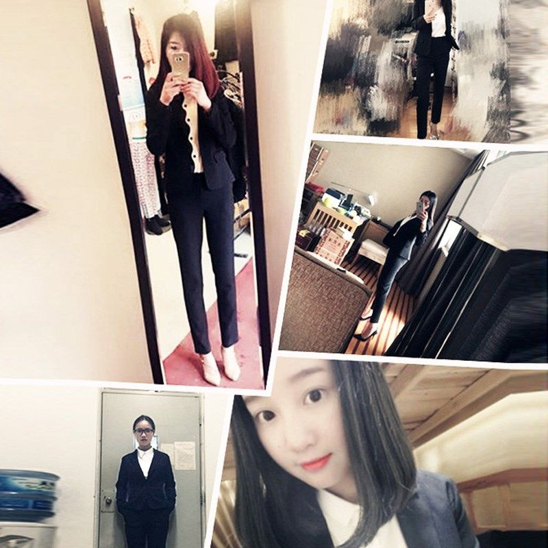 春季新款黑色职业西服套装女洋气修身女西装时尚九分裤小脚裤621