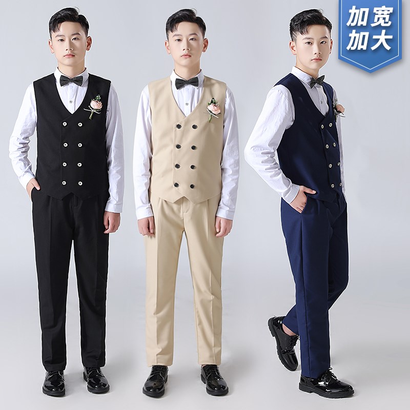 儿童胖版小西装合唱演出中学生礼服男童加肥套装主持演讲钢琴西服