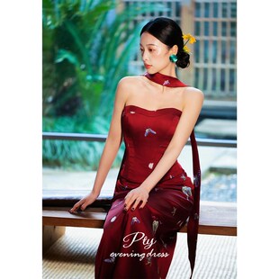 新中式晨袍女新娘高级感红色订婚礼服裙宴会气质敬酒服2025新款