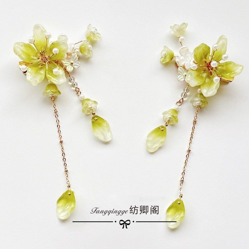 儿童绿色风铃花对夹女铃兰流苏发夹清新花朵头饰古风汉服日常发饰,童装/婴儿装/亲子装,发饰,淘宝优惠券,粉丝福利购,淘宝优惠卷