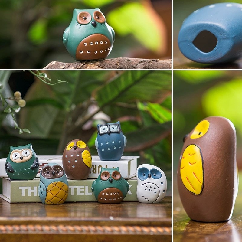 可爱猫头鹰小摆件家居饰品创意陶瓷招财桌面摆件酒柜装饰生日礼物