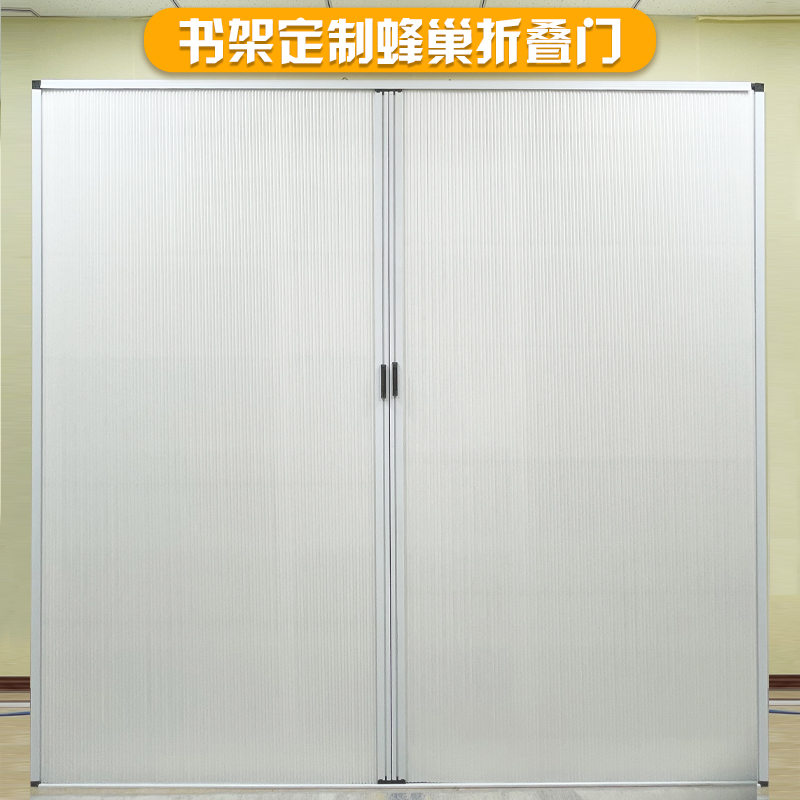 钢制书架定制蜂巢拉门家用置物柜书柜落地防尘门折叠门多款加厚