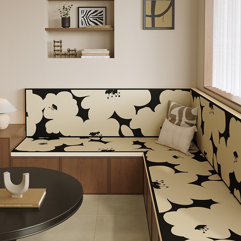 餐边卡座软包坐垫2024新款轻奢高级感可拆洗沙发垫靠背一体可定制