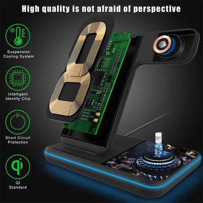 极速Wireless Charginpg 3 in 1 Induction Charger Stand for Ap