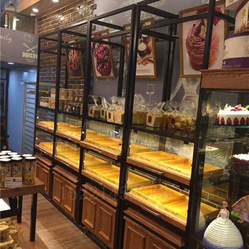 新品生日蛋糕柜实l木烤漆蛋糕模型展柜 面包店货柜面包展示柜蛋糕图片