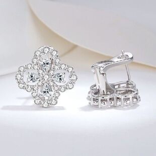 极速Luomcansi Moissanite Petal Ear Clip Passes Diamond Test