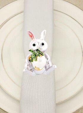 极速Eaaster Bunny Napkin Rings Rabbit Serviette Rings Metal