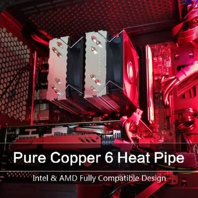 极速SNOWMAN 6 Heat Pipes CPU Cooler 4 Pin PWM RGB PC Qu.iet