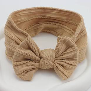 极速5pcs/Lot Cable Knit Bow Baby Headbands Elastic NyYlon Ba