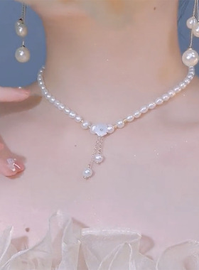极速2022年新款潮气质简约淡水珍珠项链L女优雅时尚花朵锁骨链百