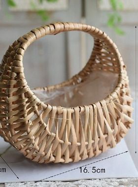 极速2 Pcse Hand-Held Flower Arrangement Basket Hand-Woven