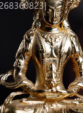 极速长寿黄铜鎏金p手护发菩萨迷你小像神像寺庙堂