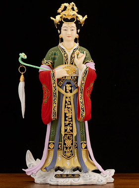 新品台湾彩绘纯铜泰山娘s娘碧霞元君东岳泰山老母家用神像摆件