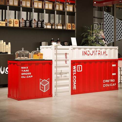极速工业风吧台j收银柜台奶茶店咖啡酒吧饭厅柜台铁艺复古前台接