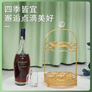 金属白酒杯架铂金白酒壶酒杯收纳架子家用烈酒杯一口杯分酒器架子