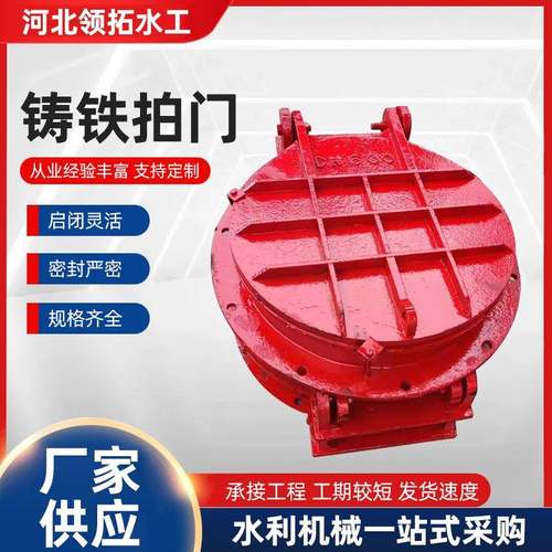 厂家生产铸铁圆拍门污水处理管道侧翻式拍门镶铜法兰式圆形铸铁圆