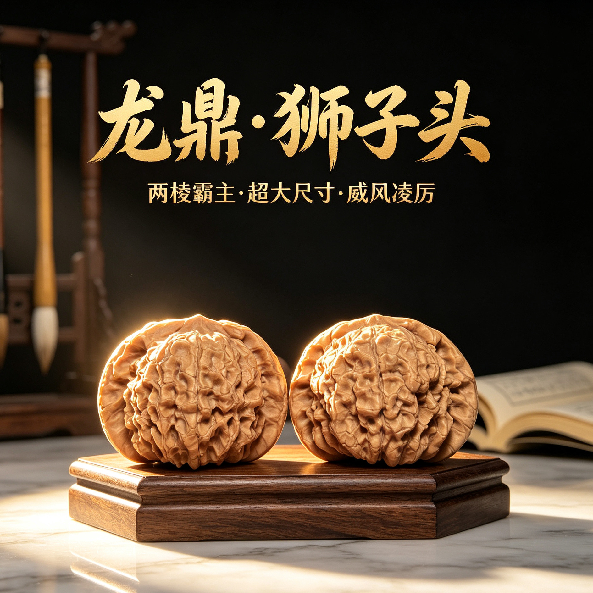 山中玉精品核桃龙鼎狮子头霸气手感高密高油上手易红盘玩收藏把件