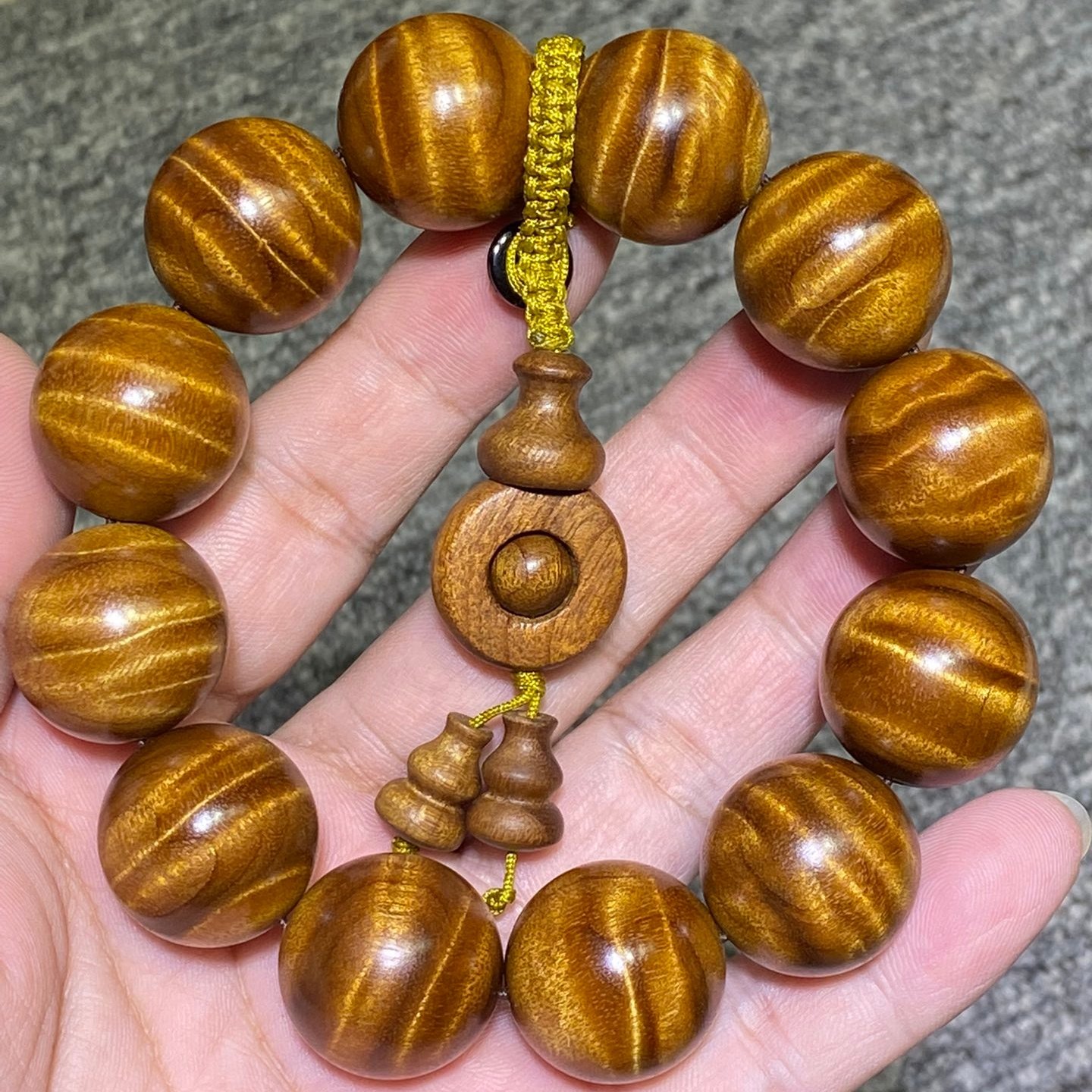 精品多水波纹金丝楠手串男天然小叶桢楠佛珠女生日礼物手链