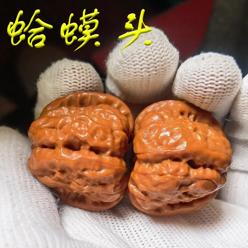 山中玉核桃文玩金蝉金蟾蛤蟆头一物一图小尺寸雕刻手串生日礼物男