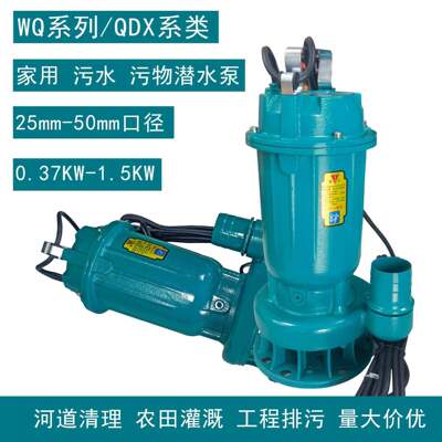 WQ/QDX绿美之星220V小型家用370W污水泵清水泵潜水25口径抽水泵