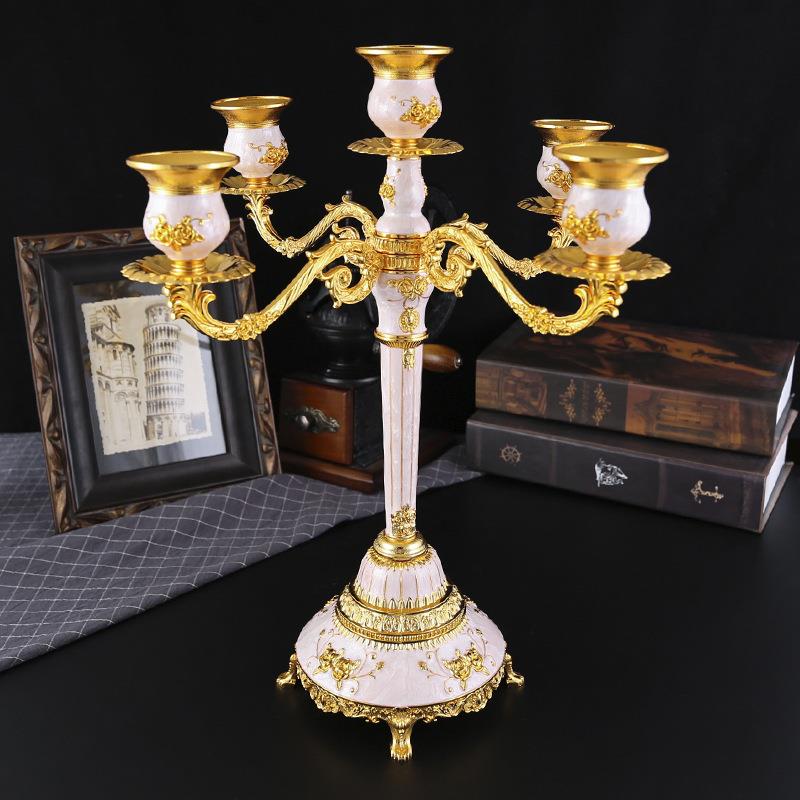 欧式烛台家用客厅简约蜡烛台创意个性时尚金属蜡台摆件三头五头