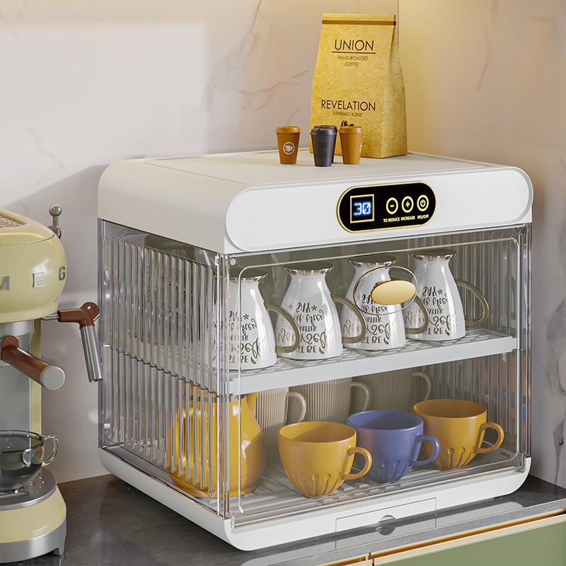 家用防尘杯子消毒杯架收纳置物架可折叠桌面茶杯架子茶具收纳箱柜