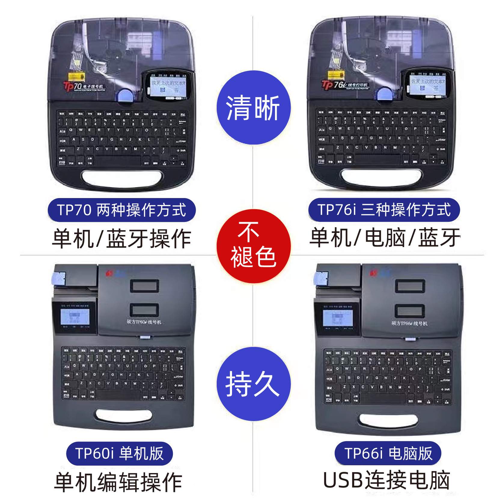 硕方线号机TP70 76i TP80 86号码打印机打号机60i线号管打印机