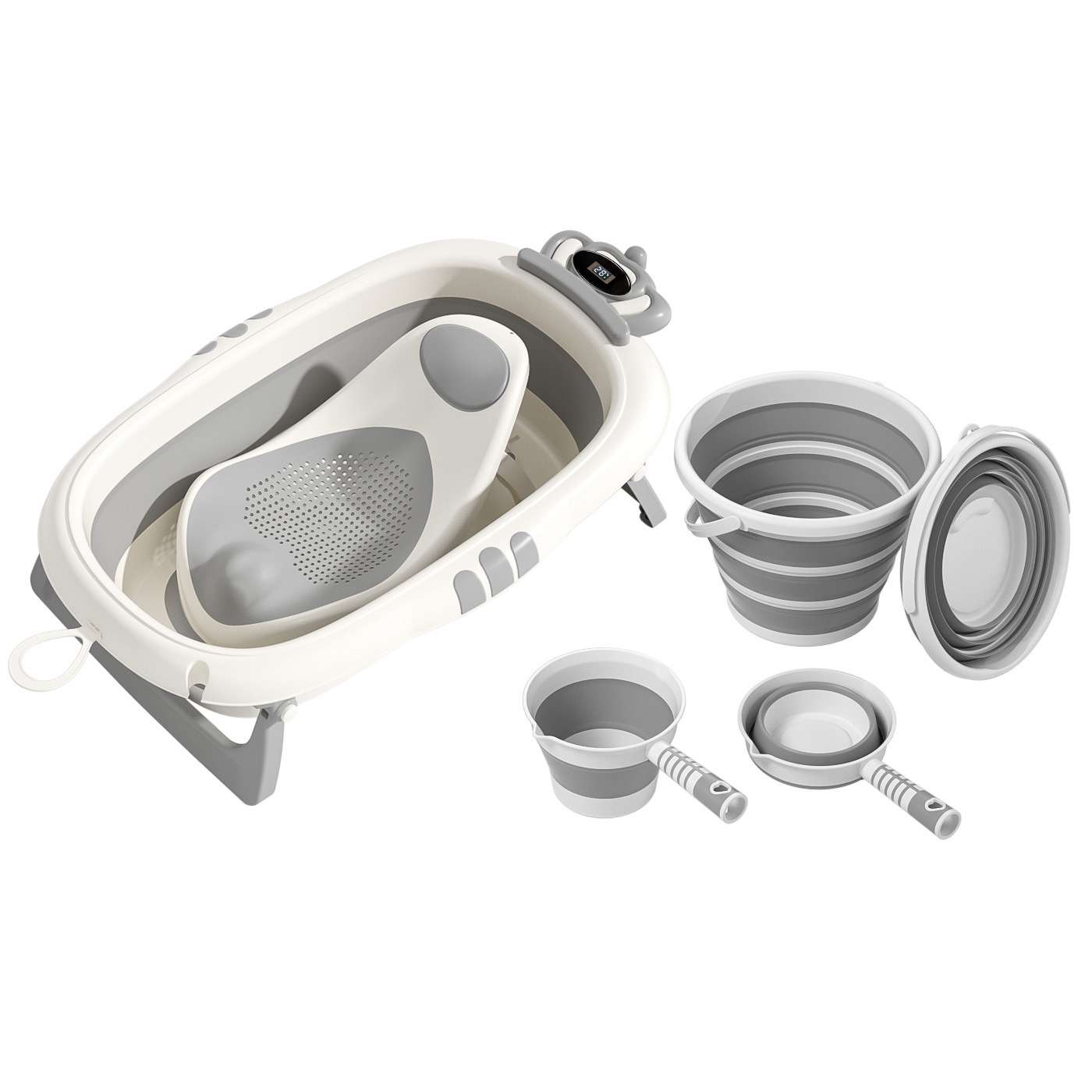 LBN婴儿洗澡盆宝宝浴盆幼儿坐躺折叠大号浴桶家用新生儿童用品