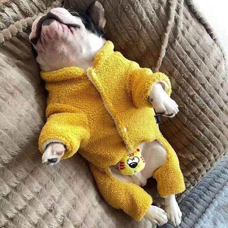 法斗连体四脚棉服狗狗加绒秋冬装宠物老虎连体衣柴犬斗牛犬棉服