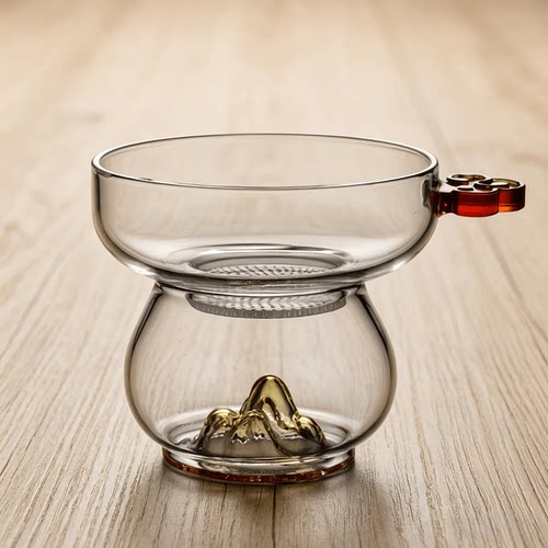 彩色观山茶漏过滤器全玻璃
