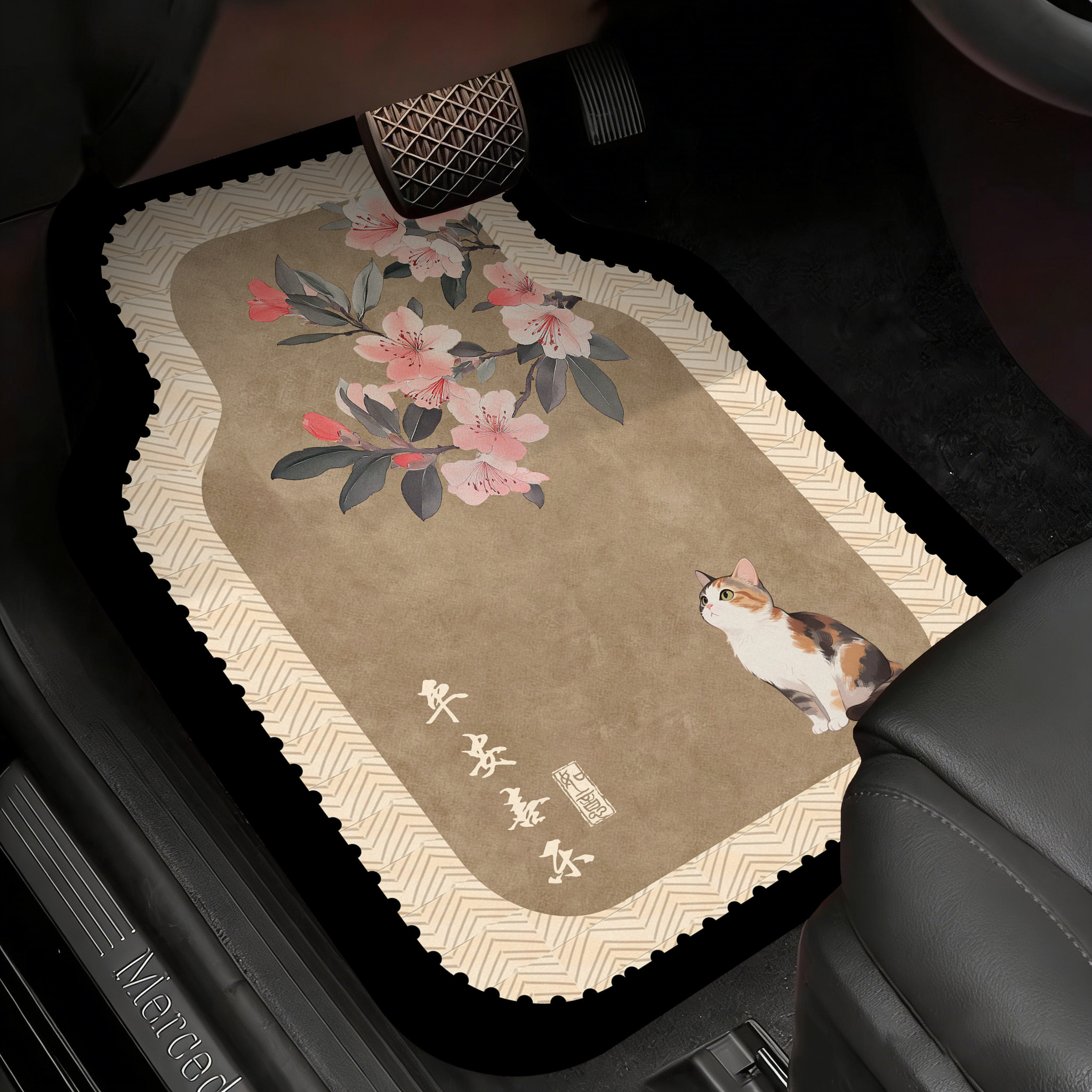 中古风汽车脚垫通用型主驾驶车垫专用车内防脏垫可裁剪防滑脚踩垫