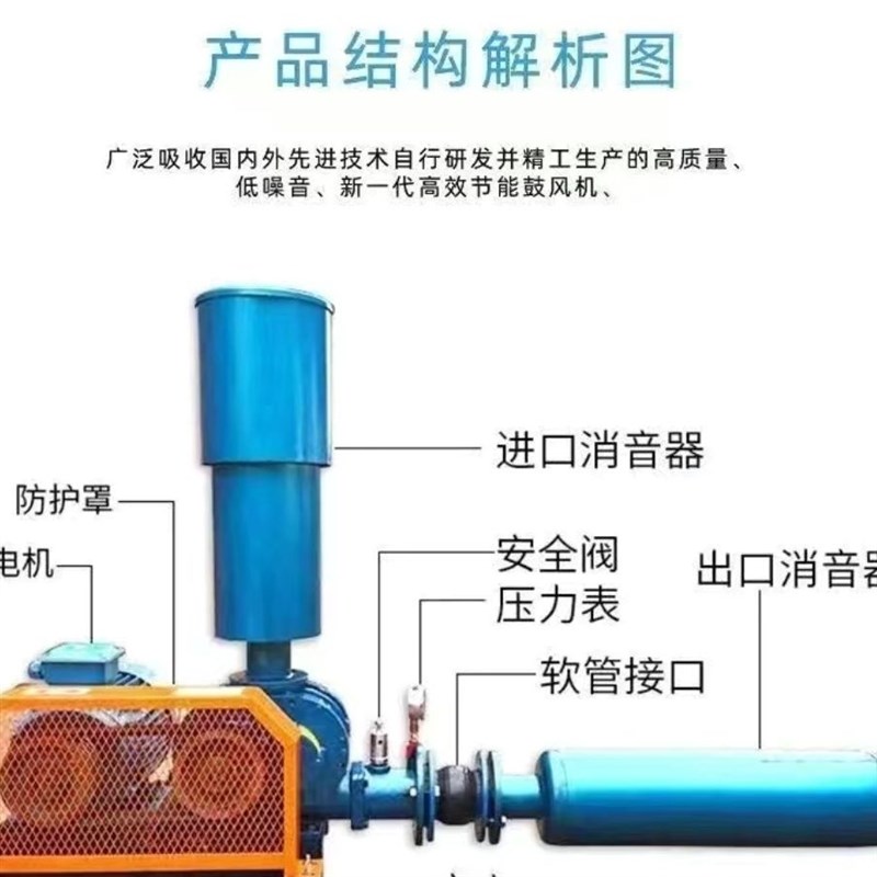 三叶罗茨鼓风机养殖增氧泵大功率增氧机风机高压T曝气鱼塘污水处