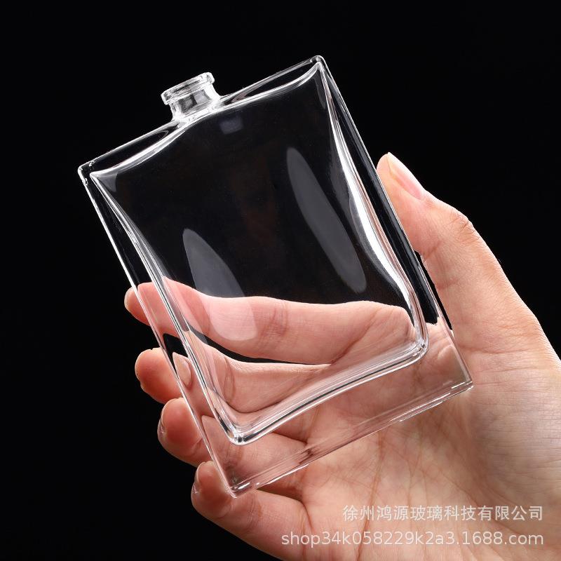 透明玻璃香水瓶包装100ml大容量方形15卡口火抛按压喷雾香水空瓶